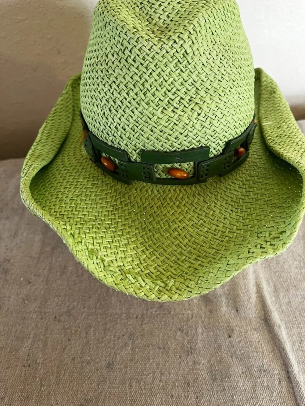 BullHide By Montecarlo Hat Green Straw Festival Concert Western Cowgirl Hat Szsm